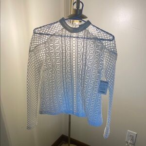 Sheer White Geometric Top